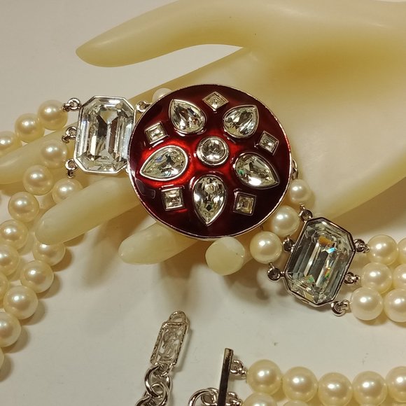 Vintage YSL Goossens Enamel Necklace Earring Set - Picture 10 of 13